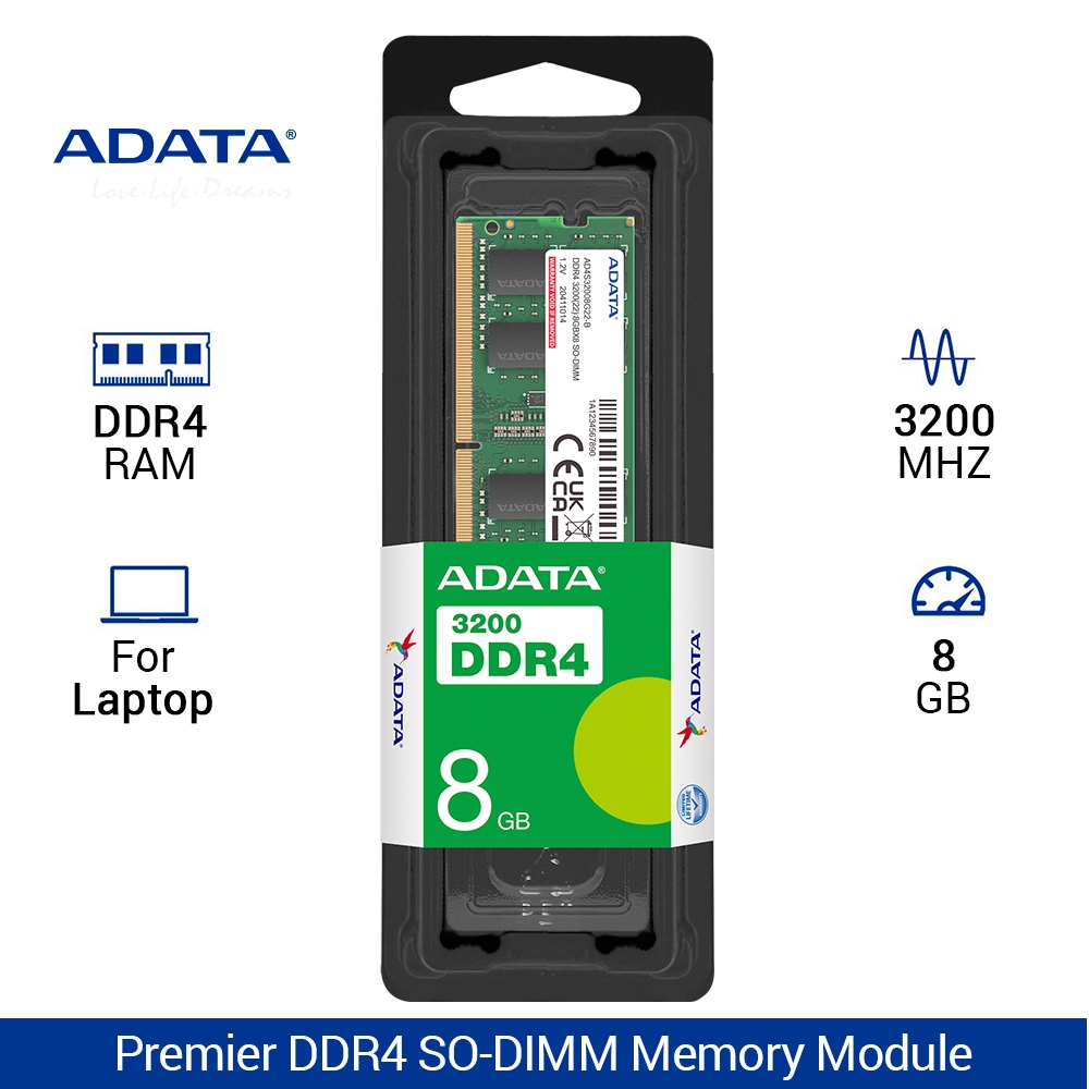 ADATA DDR4 PC25600 3200MHz 8GB Single Channel AD4U32008G22-RGN